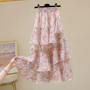 Summer 2025 Casual Fashion Loose Skirt Elegant Floral Irregular Slim A-Line Simplicity Trend Elegant Fashionable New Style